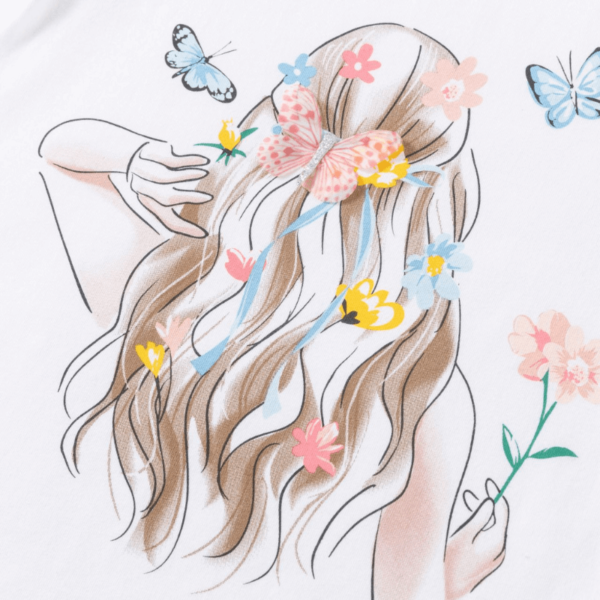 Newness meisjes shirt wit met vlinders