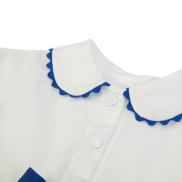 FS baby zomerjurk wit met blauw kraag detail