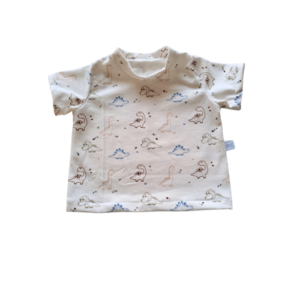 Chiz-Chic handgemaakt jongens babyshirtje dino voorkant